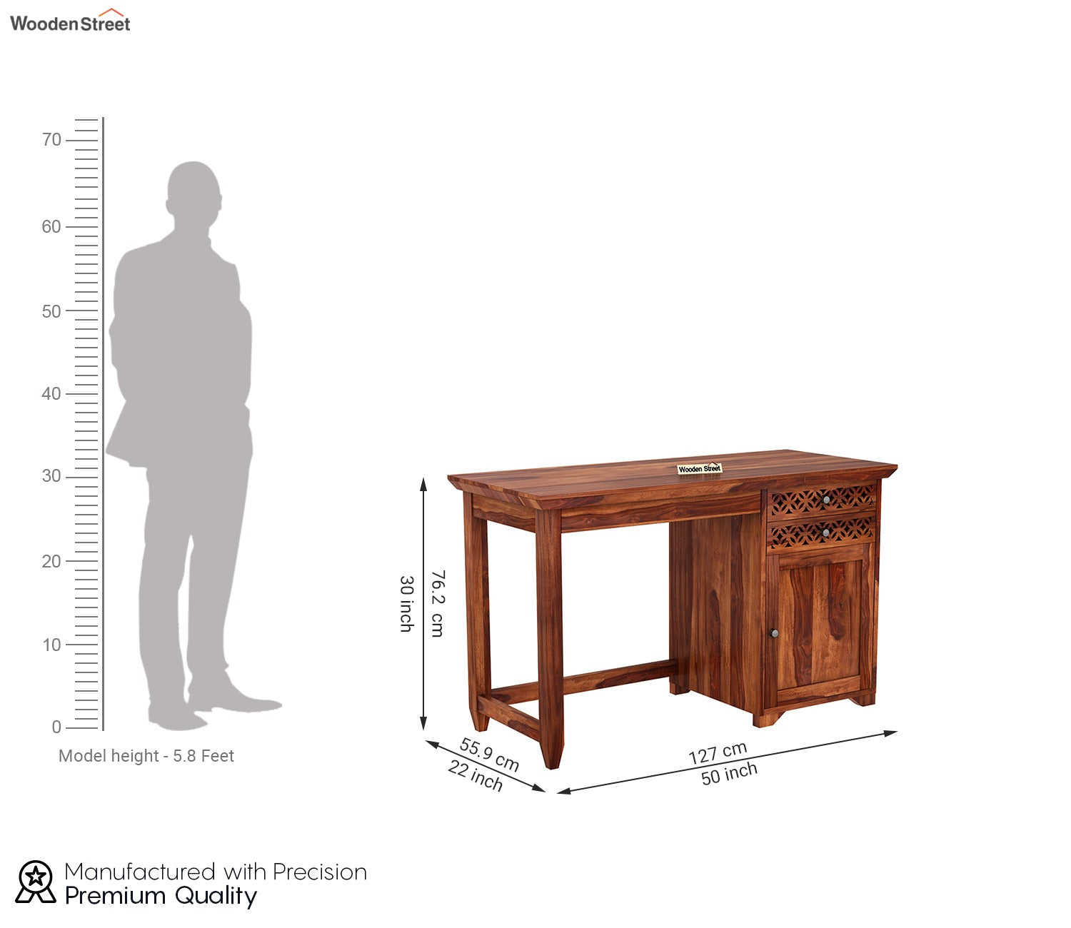 Cambrey Office Table (Honey Finish)