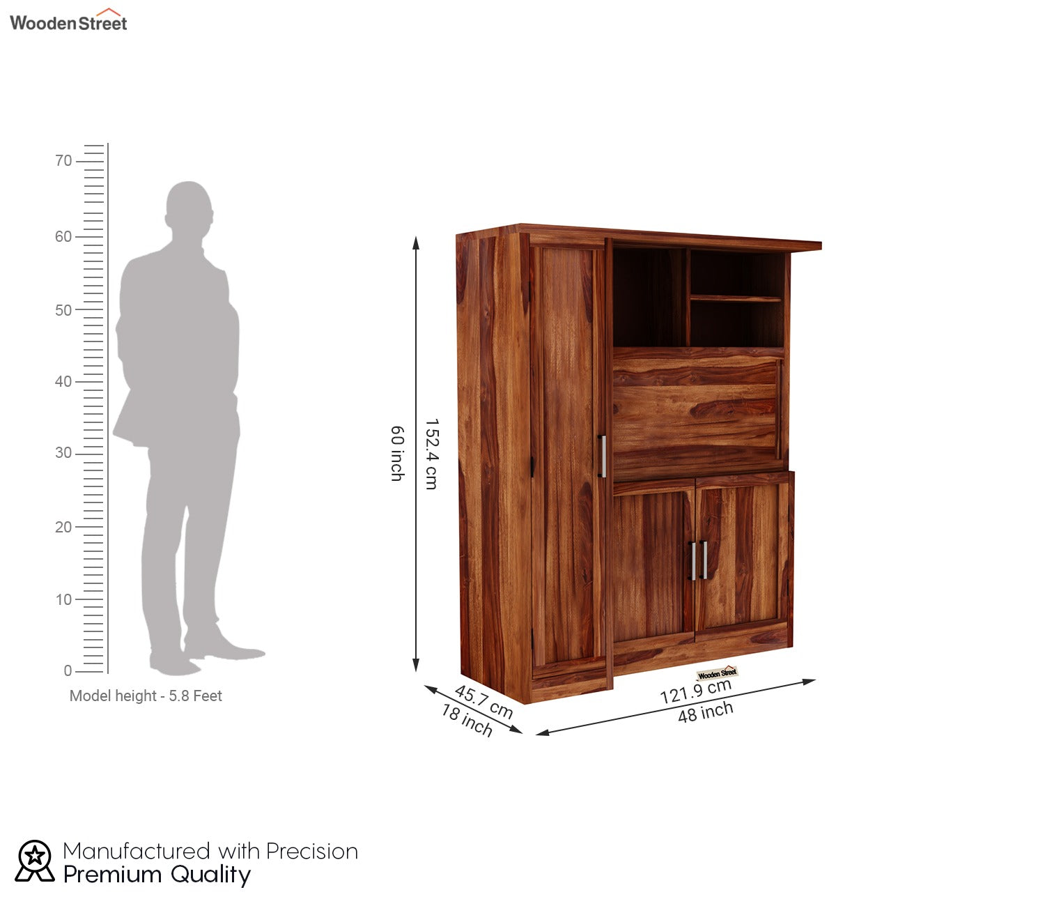 Amstel Study Table Cum Bookshelf (Honey Finish)