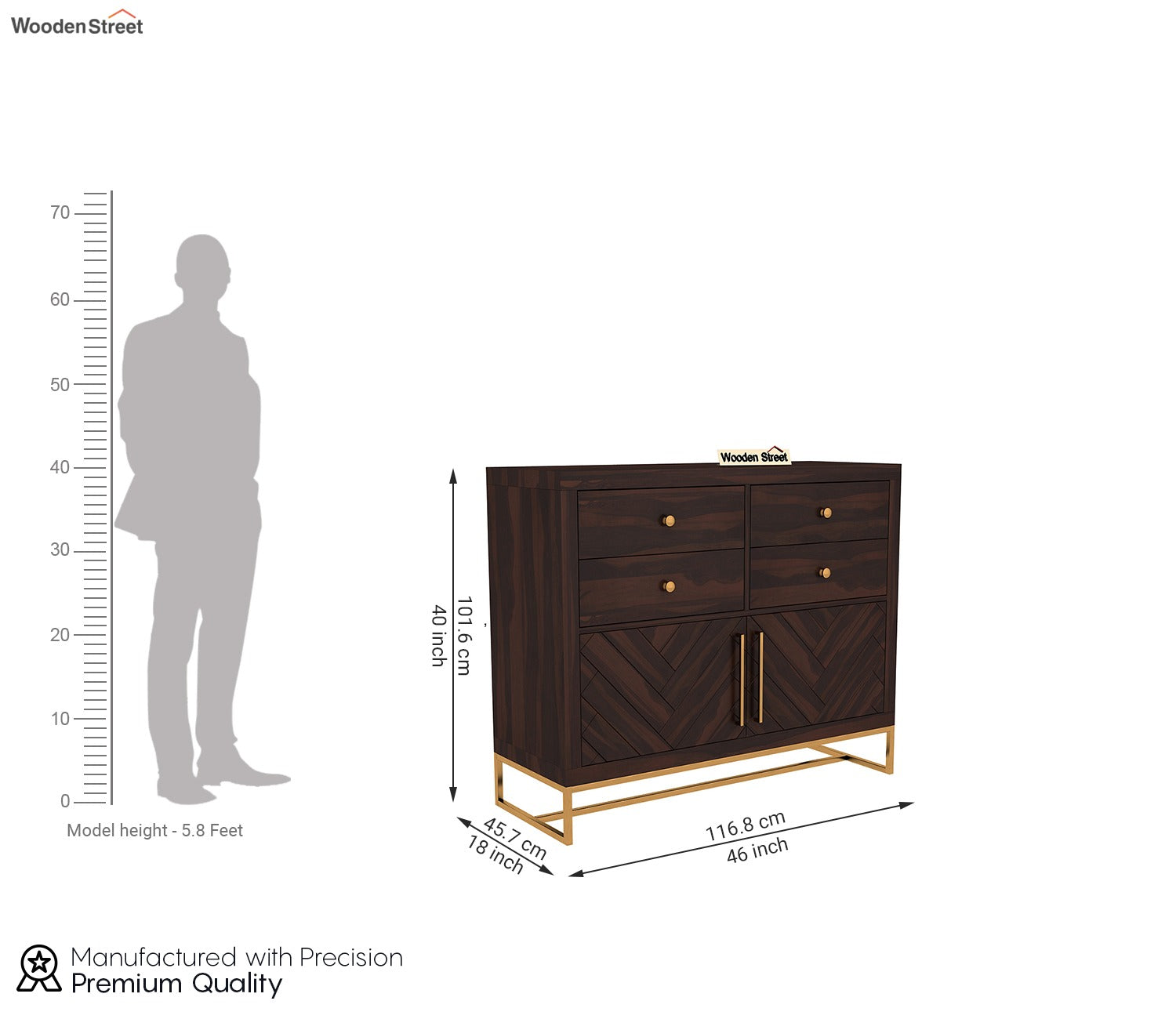 Jett 4-Drawer Wooden Chest Of Drawers (Walnut Finish)