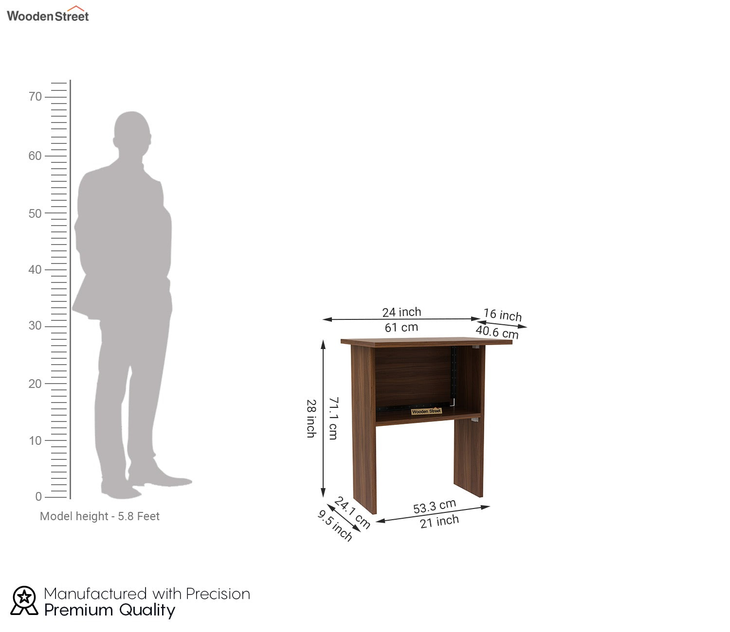 Capella Study Table with Shelf (Exotic Teak Finish)