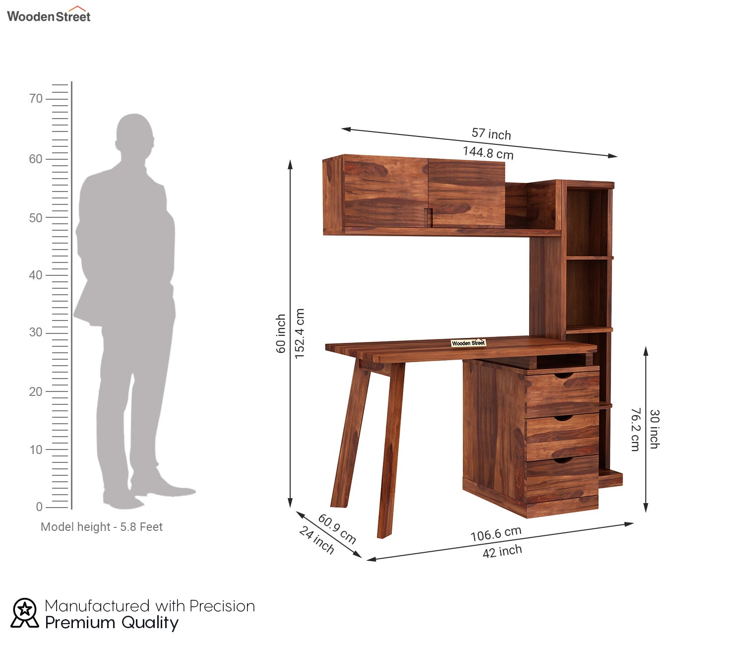 Grande Kids Study Table With Drawers (Honey Finish)