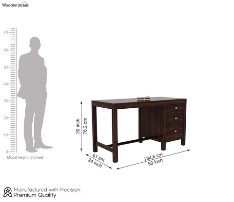 Slater Study Table With Three Drawers (Walnut Finish)