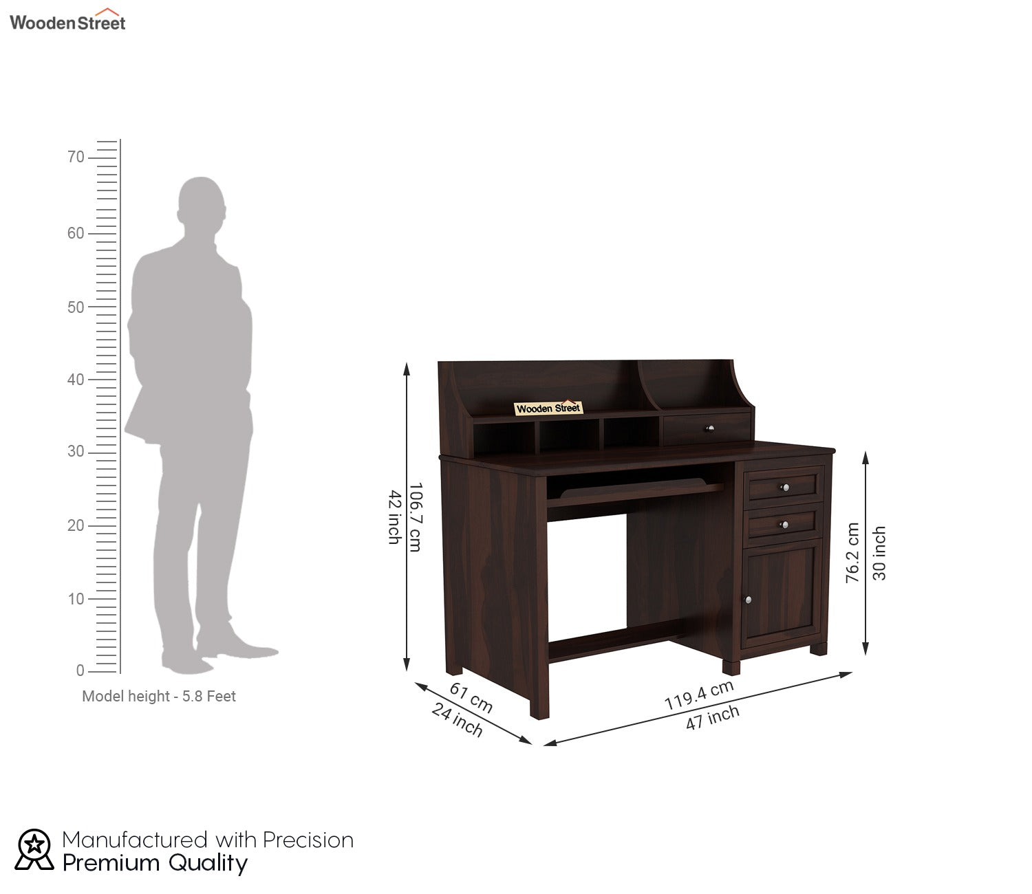 Nettle Study Table Cum Shelf (Walnut Finish)