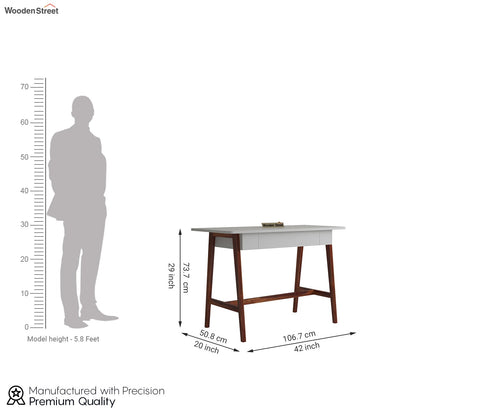 Ambra Study Table with Frosty White Drawer (Honey Finish)
