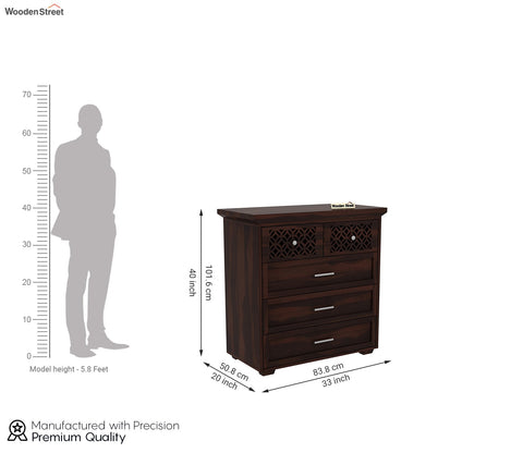 Cambrey 5-Drawer Wooden Chest Of Drawers (Walnut Finish)
