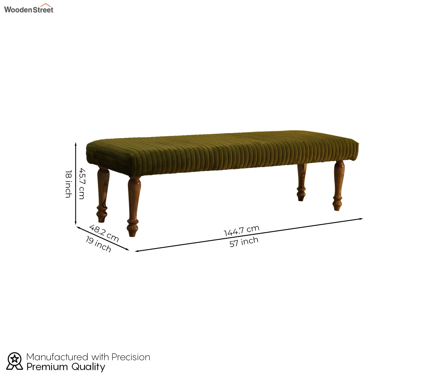 Piccolo Upholstered Bench (Dark Olive Green)
