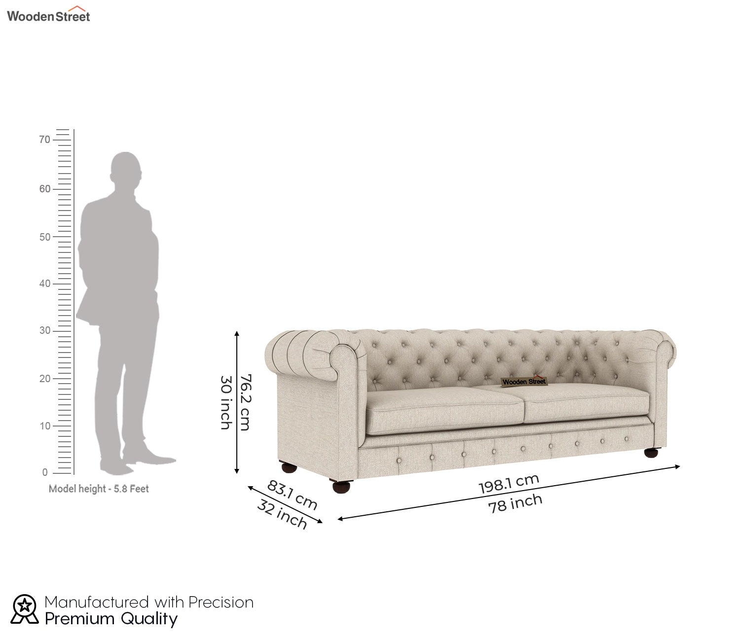 Henry 3 Seater Sofa (Cotton, Jade Ivory)