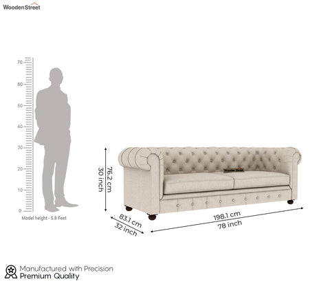 Henry 3 Seater Sofa (Cotton, Jade Ivory)