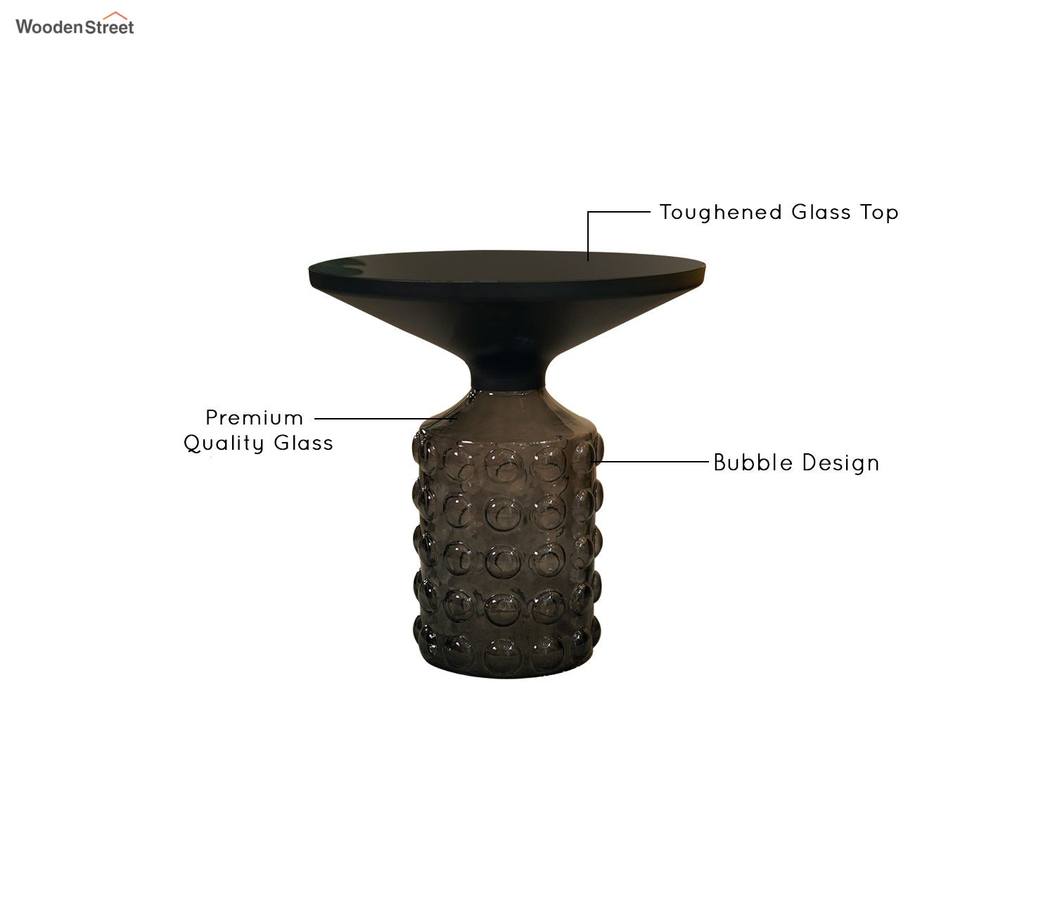 Suzzie Glass Round Coffee and Centre Table (Black)
