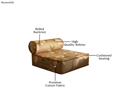 Elara Floor Cushion With Bolster - 24 X 24 Inch (Cotton, Magnolia Beige)