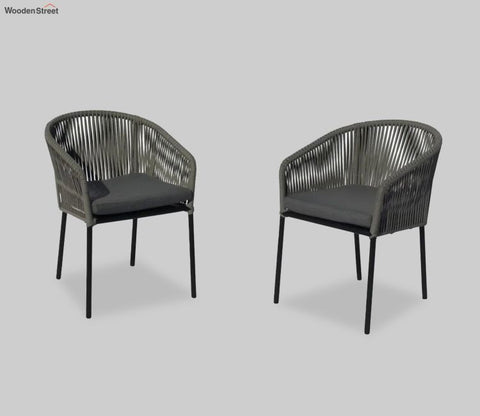 Black Rope 2 Seater Chair Set With Grey Cushions Color