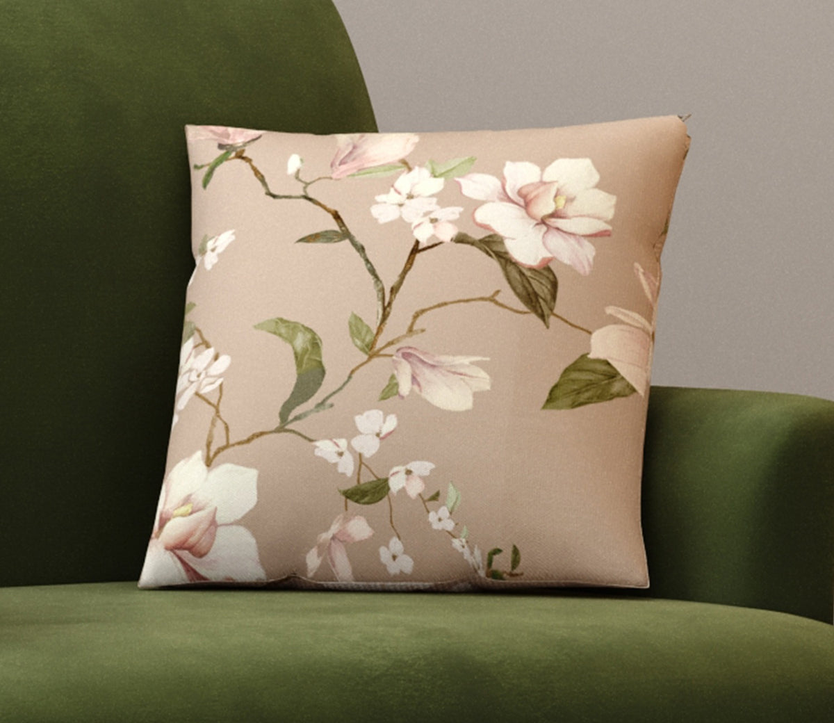 Krista Cushion Cover with Filler - Pack of 1 (16x16 Inch, Magnolia Beige)