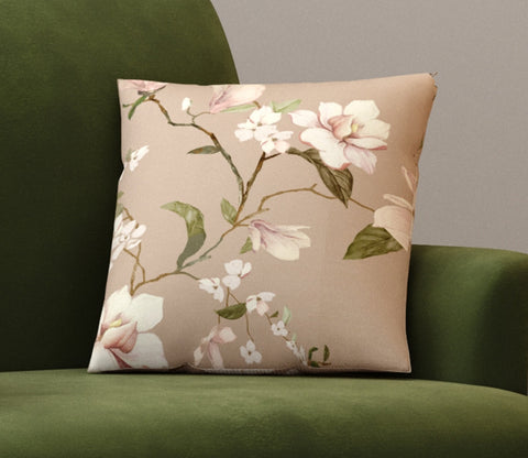 Krista Cushion Cover with Filler - Pack of 1 (16x16 Inch, Magnolia Beige)