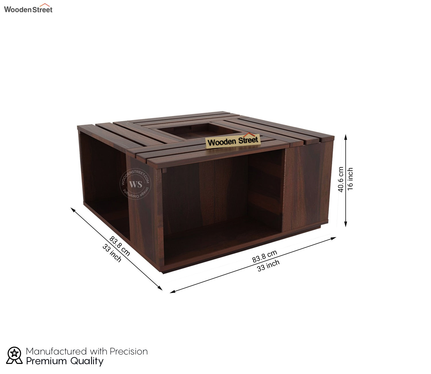 Lynet Sheesham Wood Coffee Table with Center Storage (Walnut Finish)