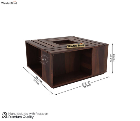 Lynet Sheesham Wood Coffee Table with Center Storage (Walnut Finish)