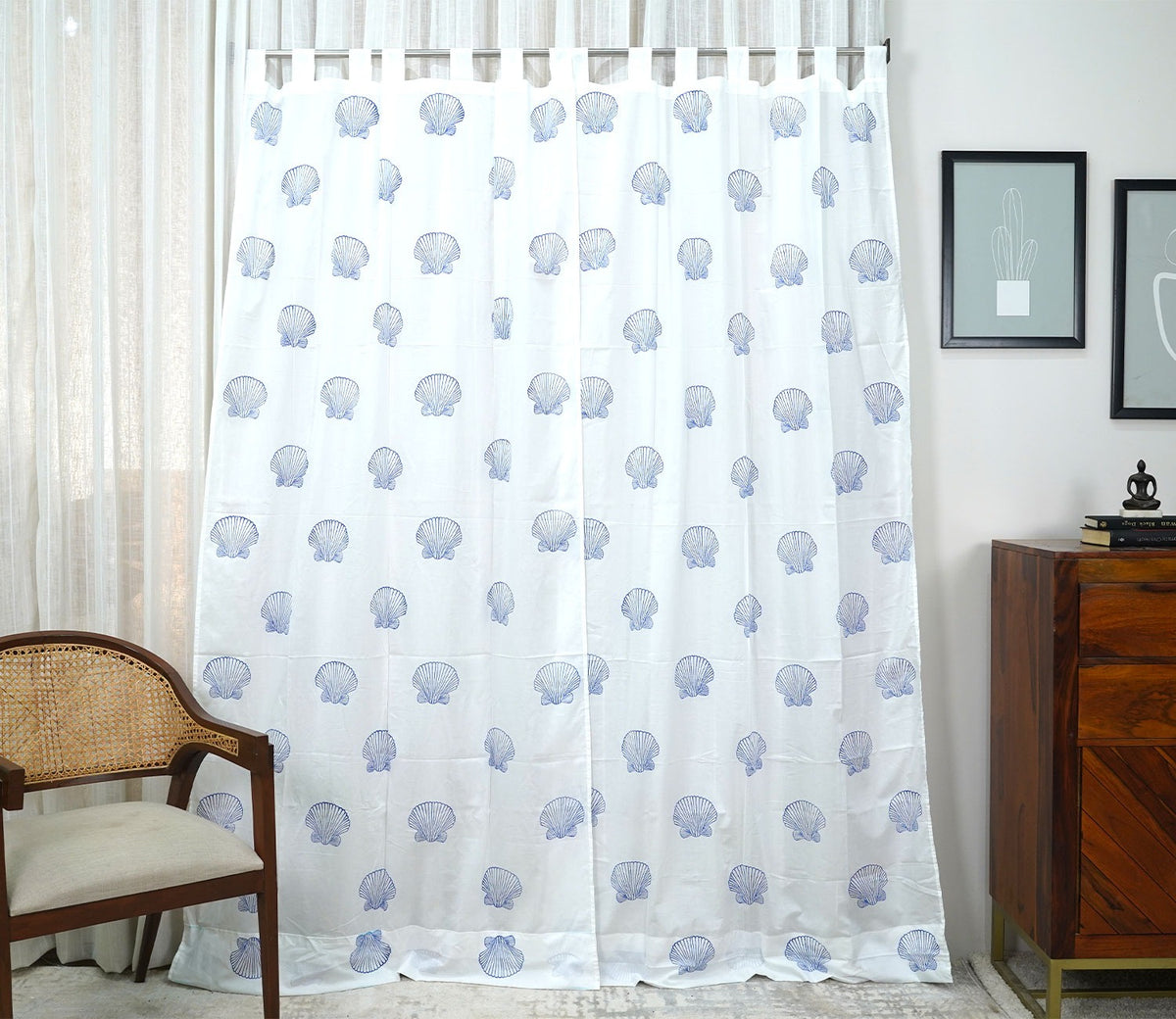 Shell 1 Piece Door Curtain (White, 7 Feet)