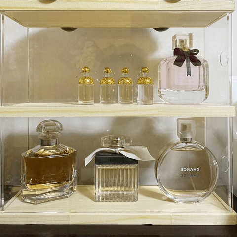 Trueliving Cream Wood Modern Retail Store Perfume display Unit L30*W30*H90 CM