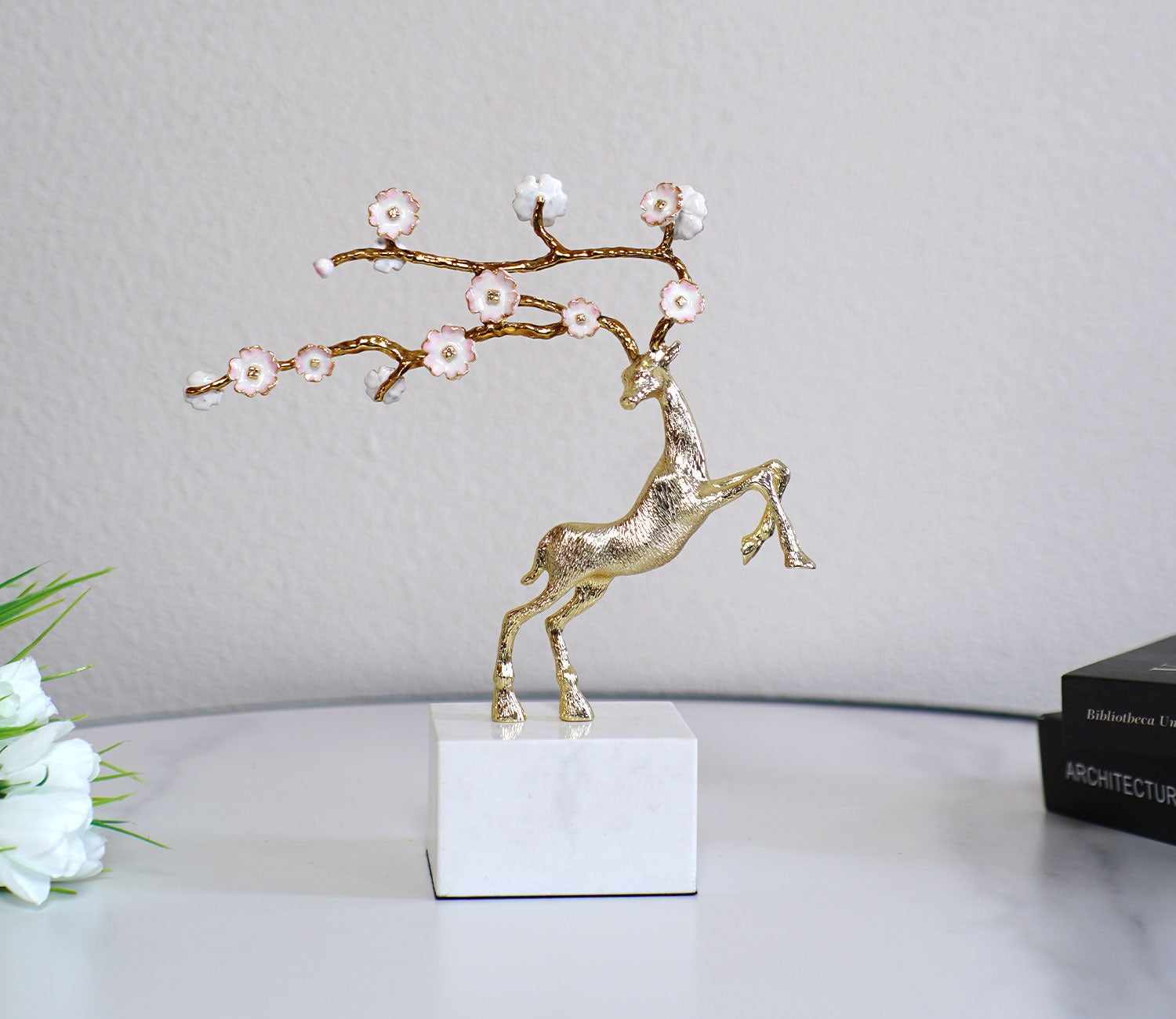 Fancy Alloy Deer Figurine (Gold, S)