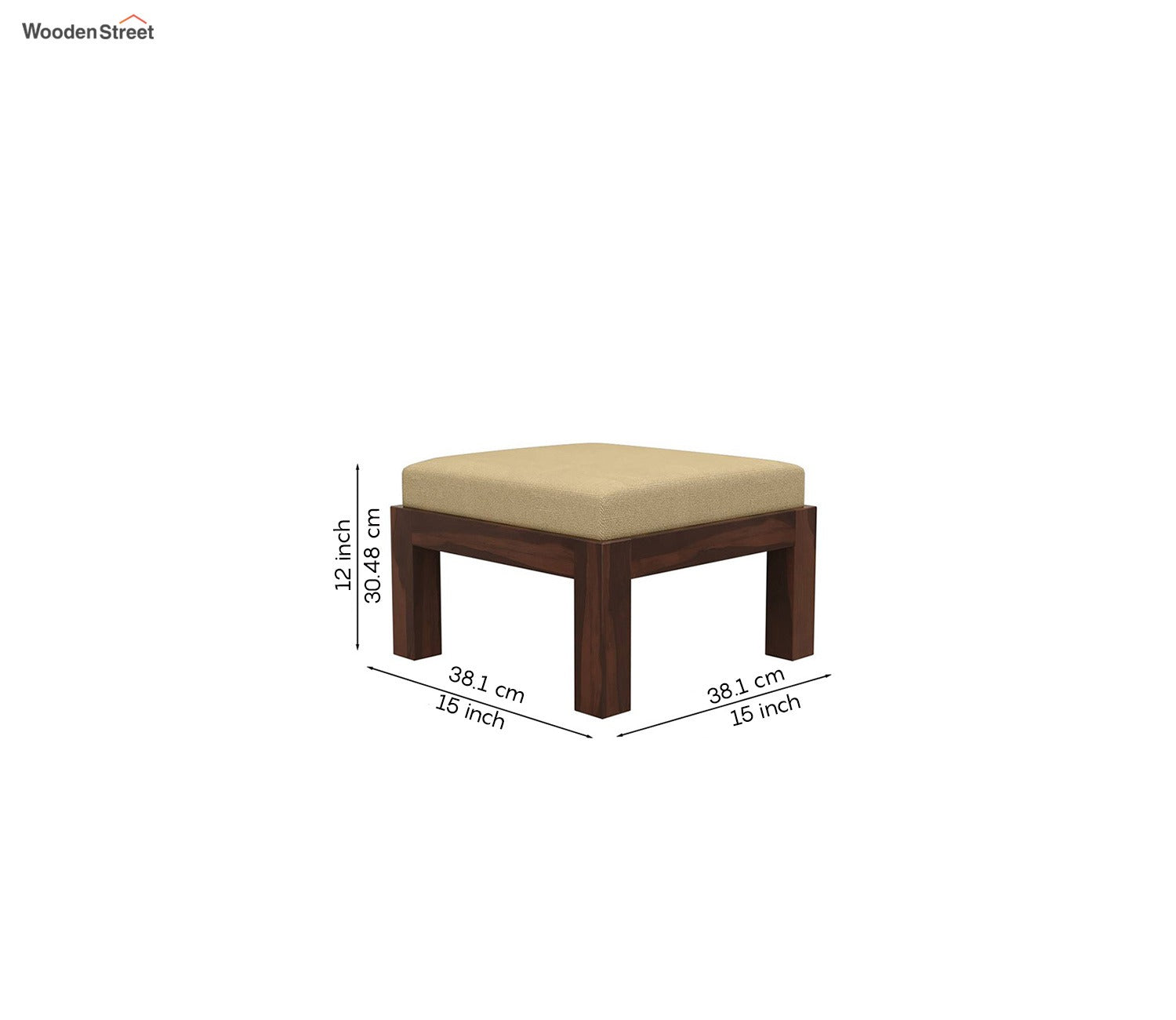 Reid Sheesham Wood Coffee Table with Four Cushioned Stools (Walnut Finish)