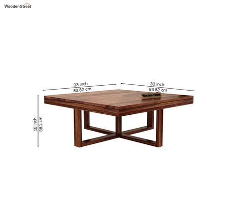 Reid Sheesham Wood Coffee Table with Four Cushioned Stools (Honey Finish)