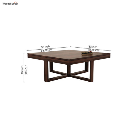 Reid Sheesham Wood Coffee Table with Four Cushioned Stools (Walnut Finish)
