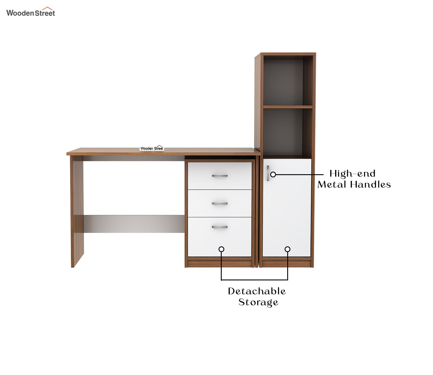 Calisto Engineered Wood Study Table (Exotic Teak Frosty White)