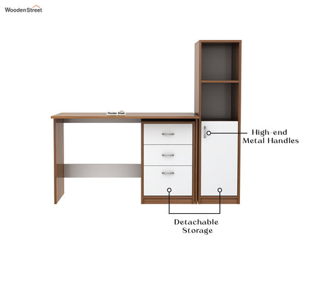 Calisto Engineered Wood Study Table (Exotic Teak Frosty White)