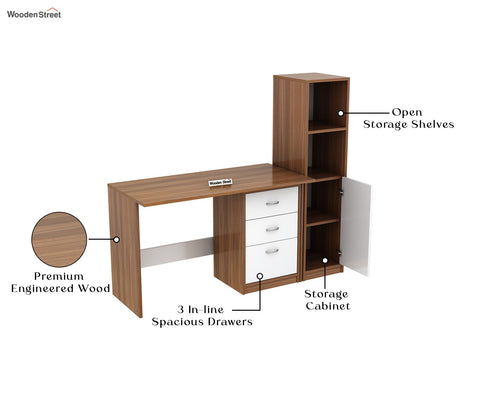 Calisto Engineered Wood Study Table (Exotic Teak Frosty White)