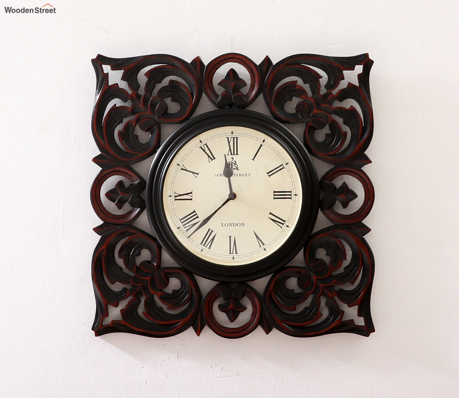 Lima Analog Carved Wooden Wall Clock