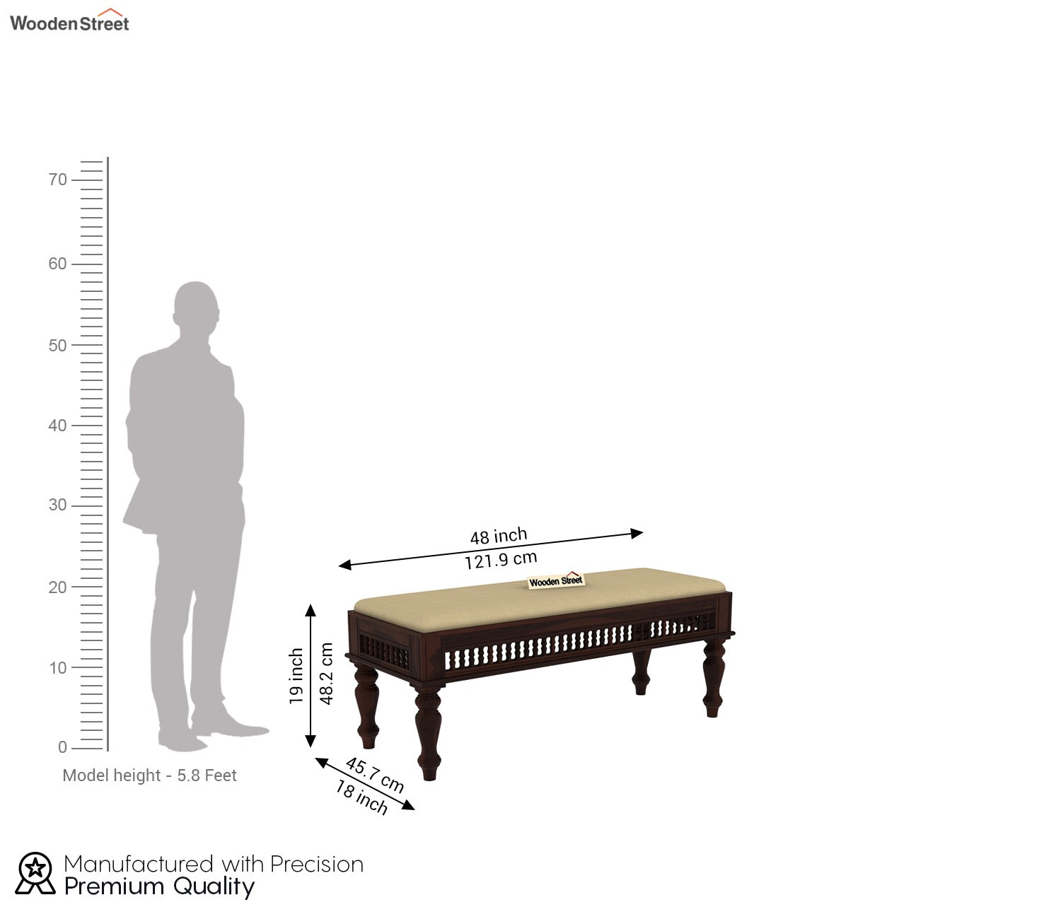 Alanis Dining Bench (Walnut Finish)