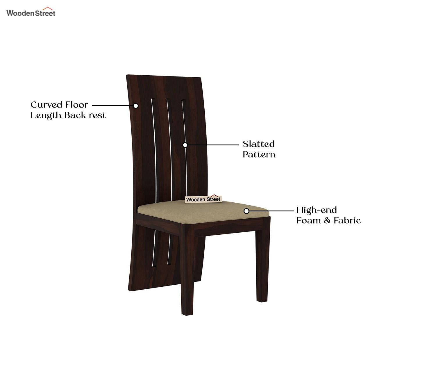 Wertex 6 Seater Dining Set with Wertex Table and Nancy Chair (Walnut Finish)