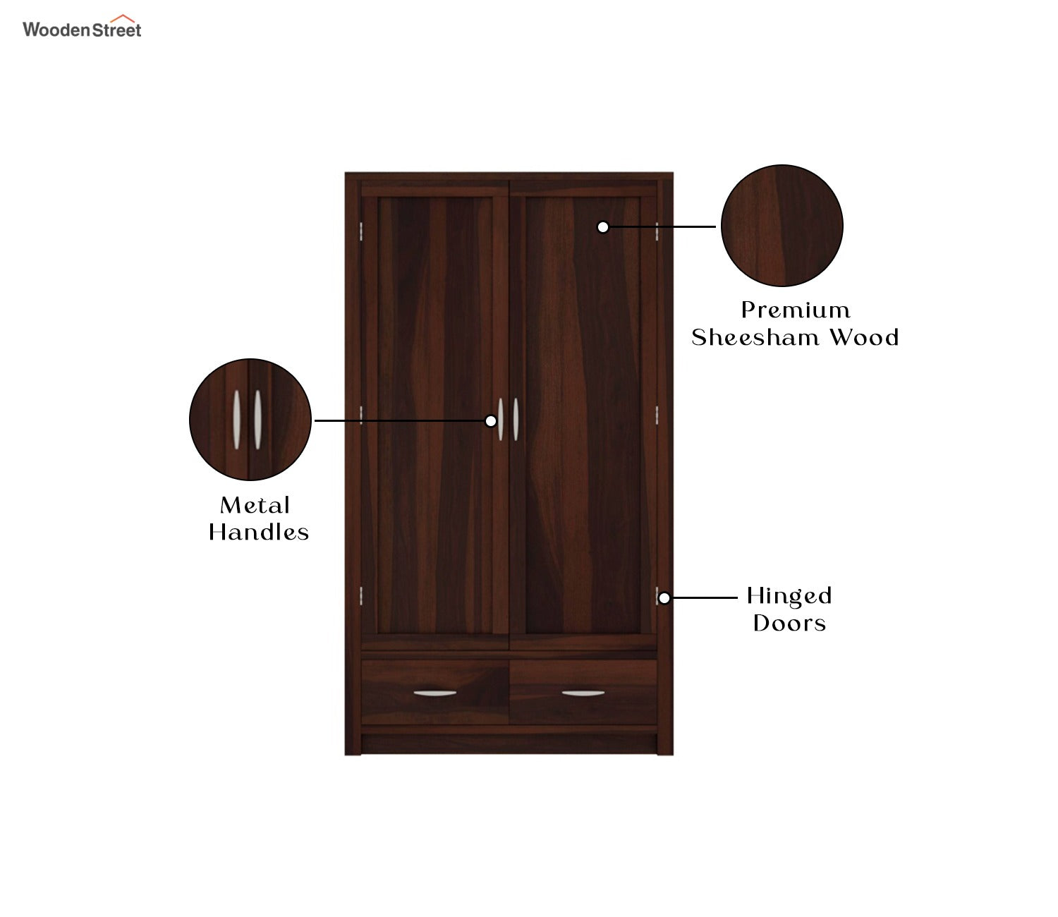 Holden 2 Door Multi Utility Wardrobe (Walnut Finish)