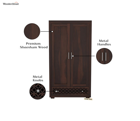 Cambrey Sheesham Wood Double Door Wardrobe (Walnut Finish)