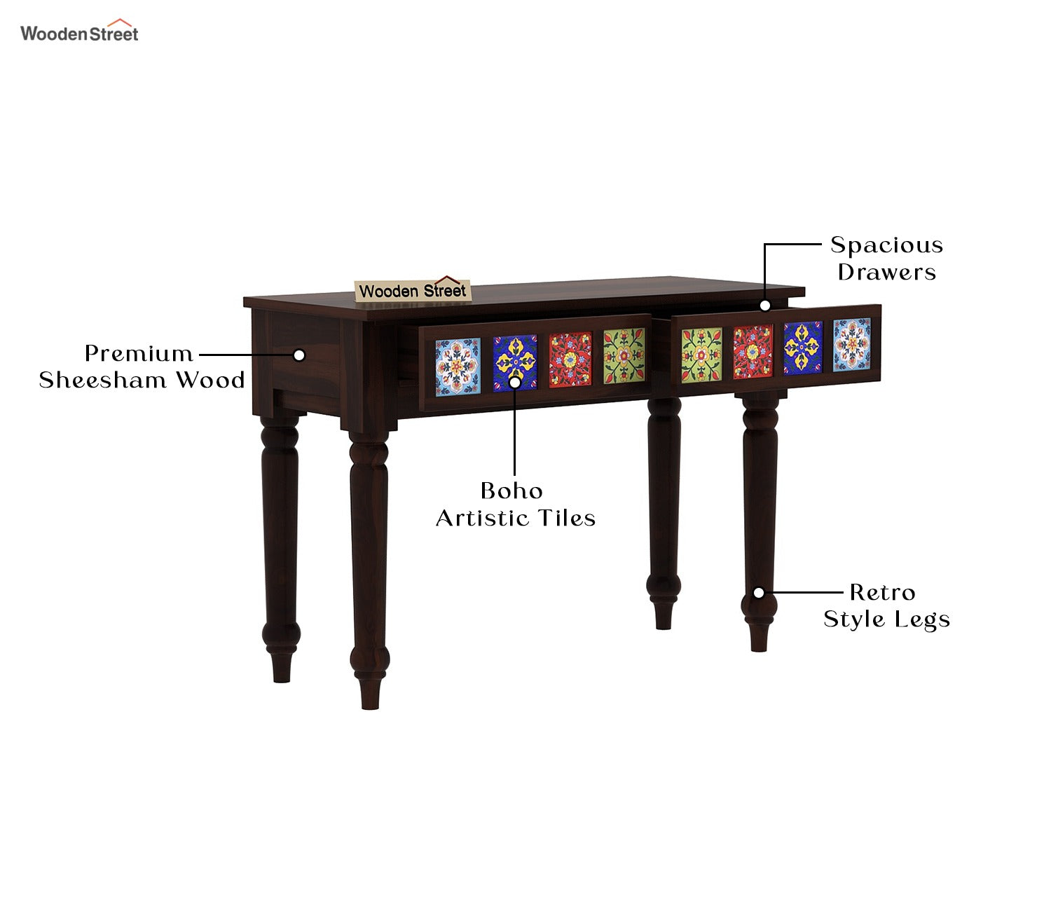 Boho Console Table (Walnut Finish)