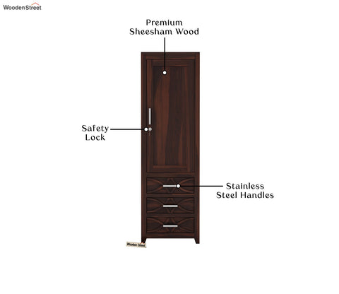 Allan 1 Door Multi-Utility Wardrobe (Walnut Finish)