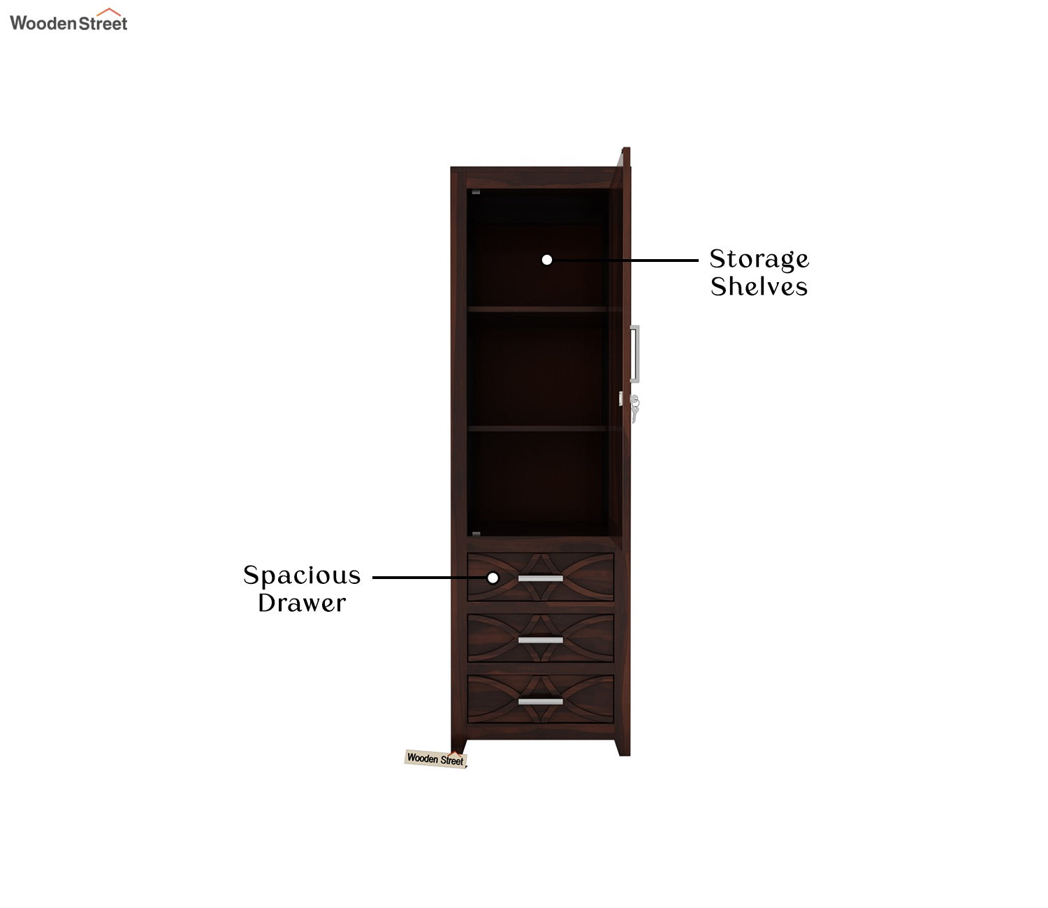 Allan 1 Door Multi-Utility Wardrobe (Walnut Finish)