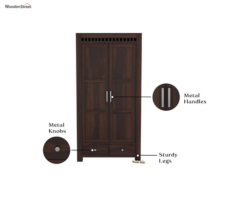 Adolph 2 Door Multi Utility Wardrobe (Walnut Finish)