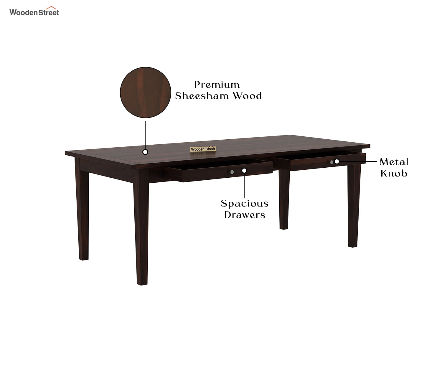 Mcbeth 8 Seater Dining Table With Storage (Walnut Finish)