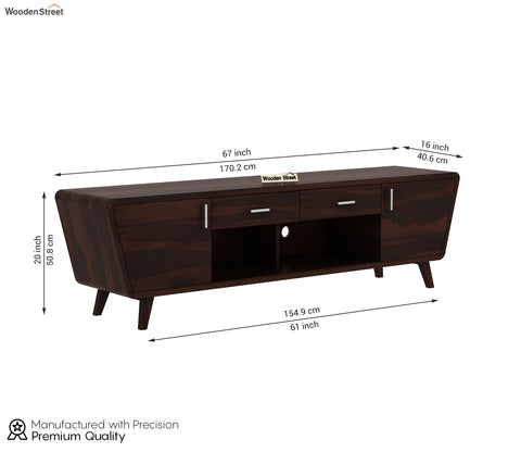 Melvina Sheesham Wood Tv Unit with Cupboards Drawers and Shelve Storage (Walnut Finish)