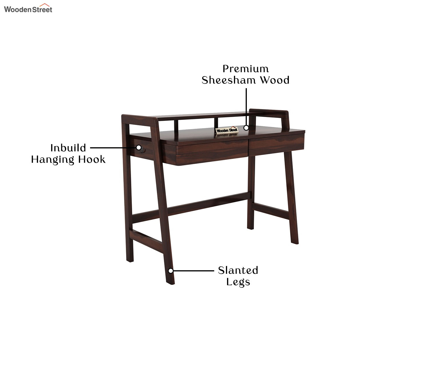 Aurelia Sheesham Wood Study Table (Walnut Finish)