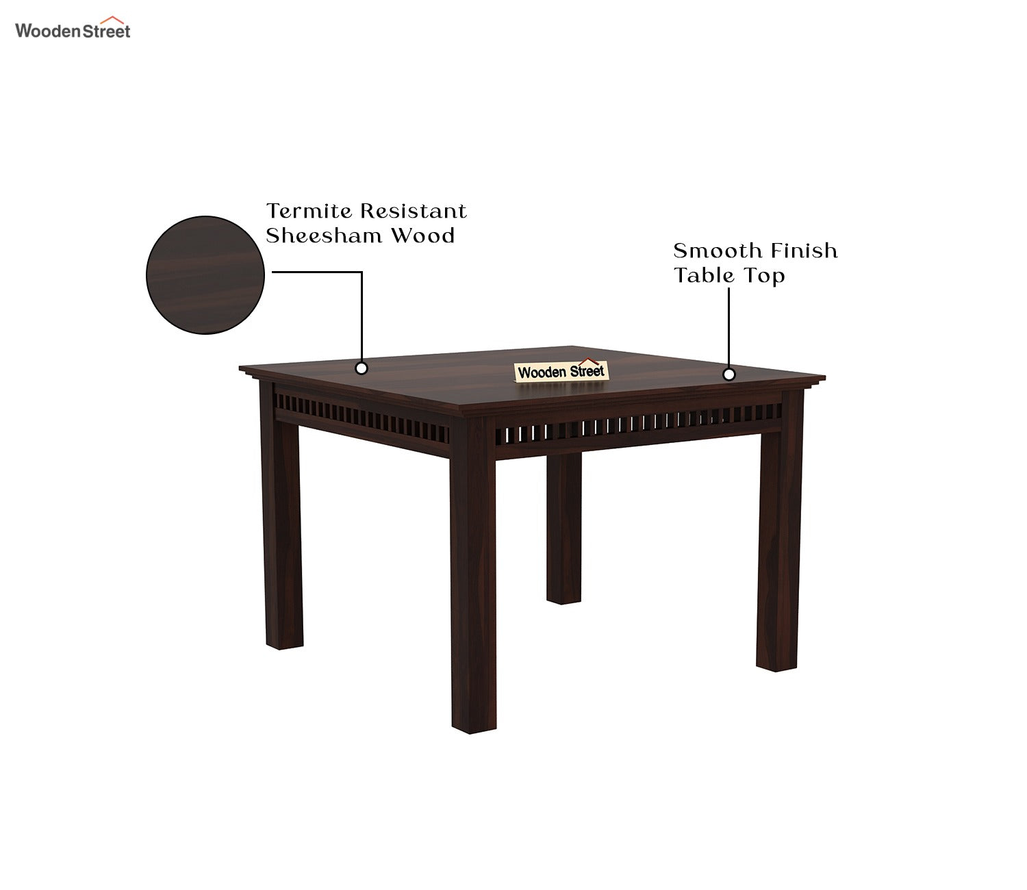 Adolph 4 Seater Dining Table (Walnut Finish)