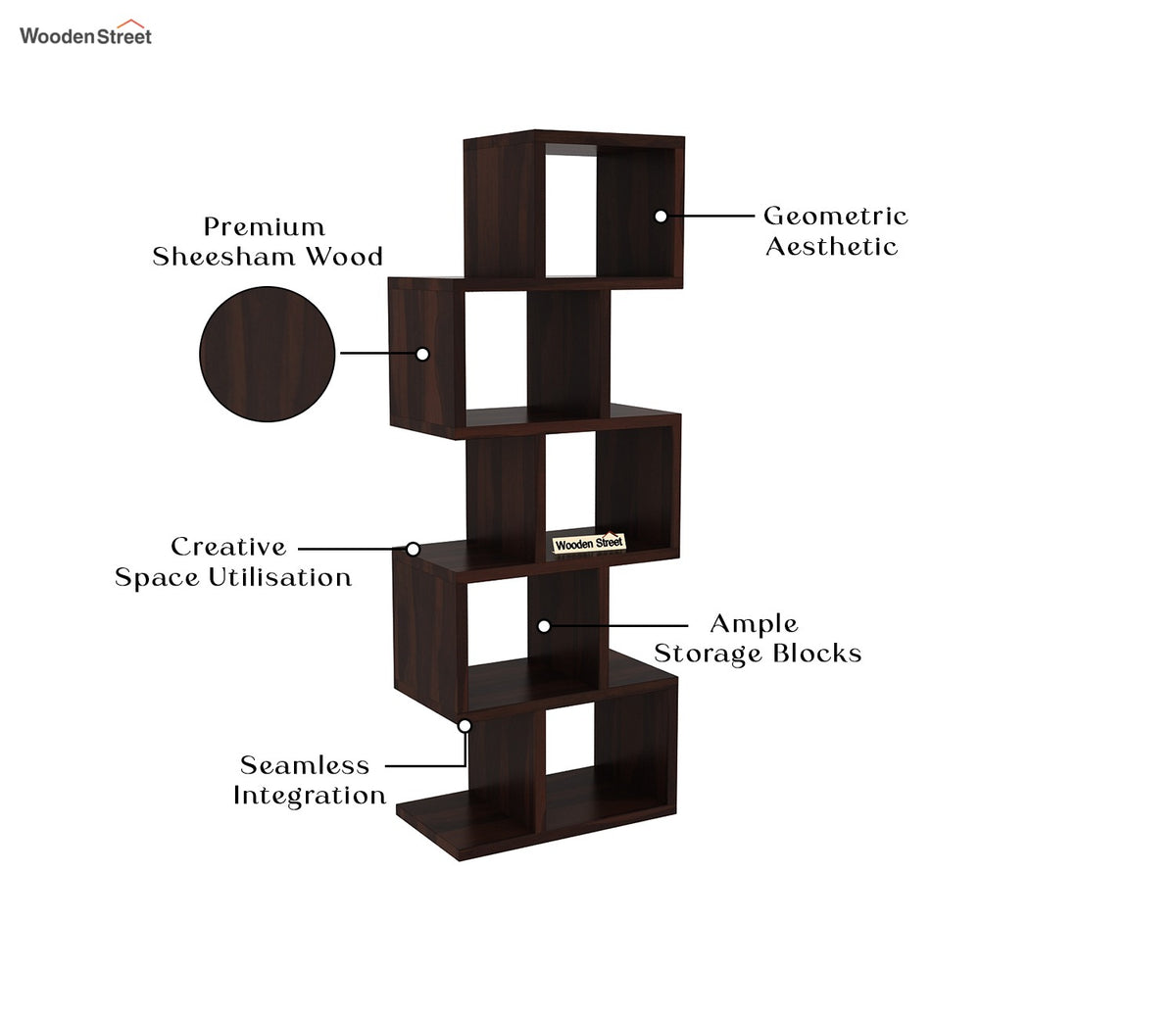 Cagney Sheesham Wood Ladder Book Shelf (Walnut Finish)