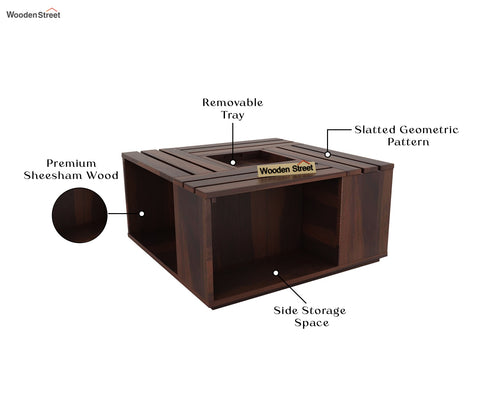 Lynet Sheesham Wood Coffee Table with Center Storage (Walnut Finish)