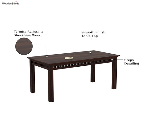 Adolph 6 Seater Dining Table (Walnut Finish)