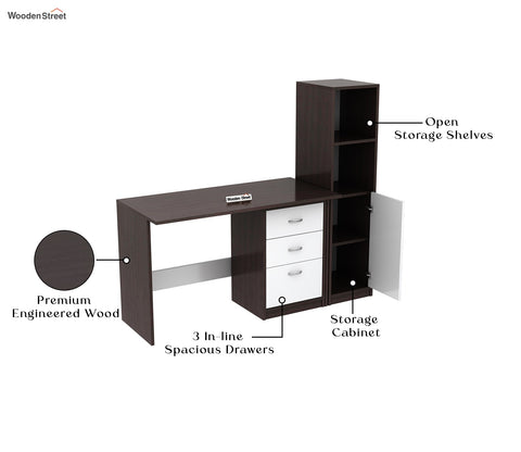 Calisto Engineered Wood Study Table (Flowery Wenge Frosty White)
