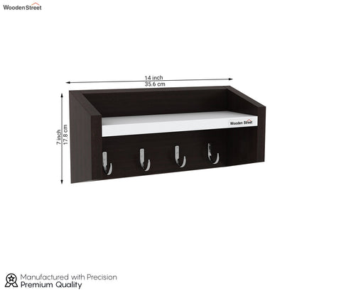 Alex Wall Shelf with Key Holders (Flowery Wenge Frosty White Finish)