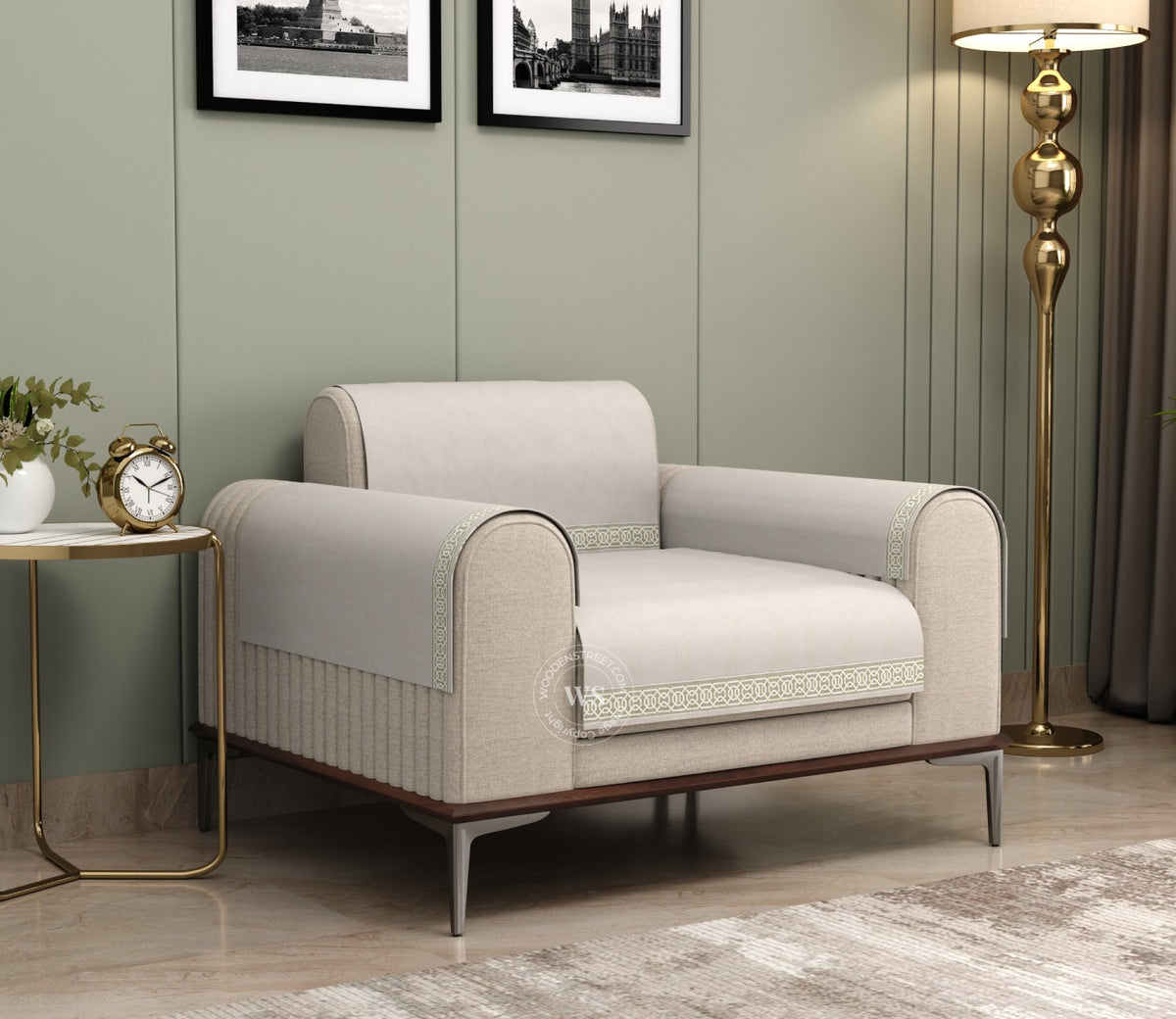 Cambridge 1 Seater Premium Sofa Cover - Set of 4 (Cashew White)